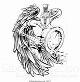 Angel Warrior Spartan Trojan Running Atstockillustration sketch template