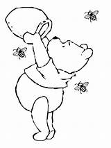 Pooh Winnie Coloring Bear Pot Honey Pages Clipart Clip Classic Color Drawings Bee Cliparts Line Drawing Bees Printable Library Rain sketch template