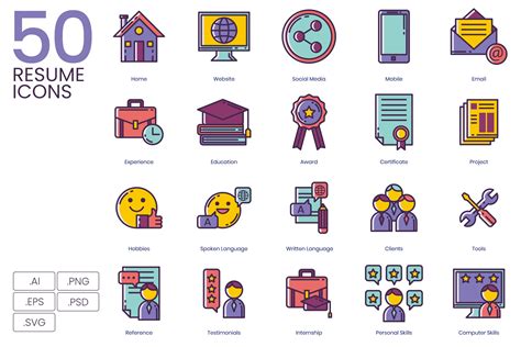 resume icons lilac icons creative market