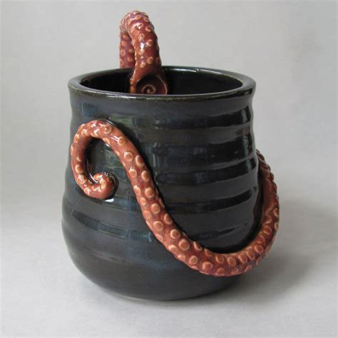 monster coffee mug  black  wildcardpottery  etsy pottery