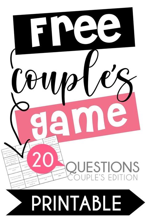 Free 20 Questions Game For Couples Printable Question Games For