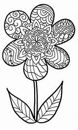 Flower Coloring Pages Zentangle Mandala Printable Flowers Adult Adults Colouring Kids sketch template