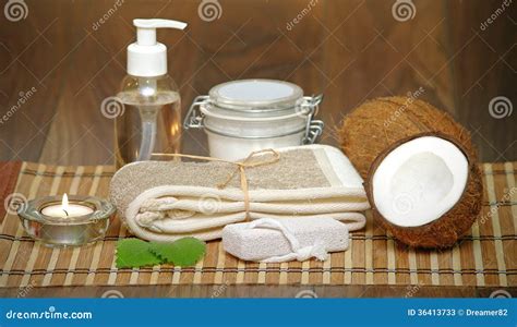 set  spa  natural ingredients body massage stock image image