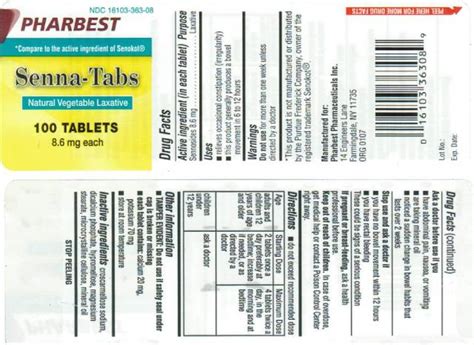 senna tabs tablet film coated pharbest pharmaceuticals
