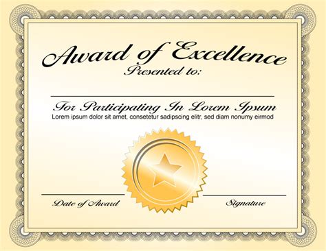 generic award certificate  vector format trashedgraphics