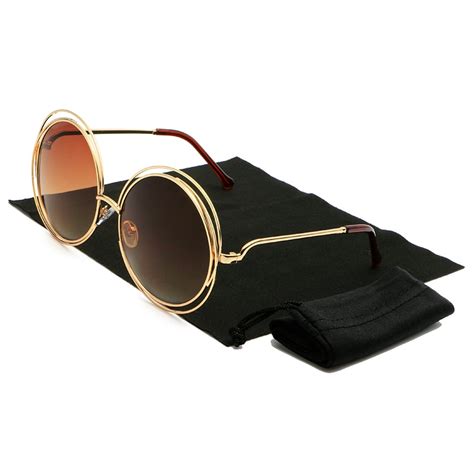 new elegant round wire frame sunglasses women fashion quality glasses