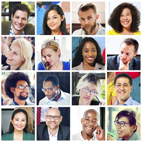 collage diverse faces group people concept stock image
