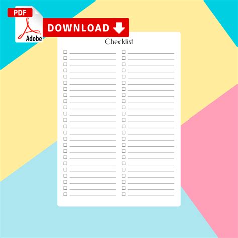 checklist templates  printable