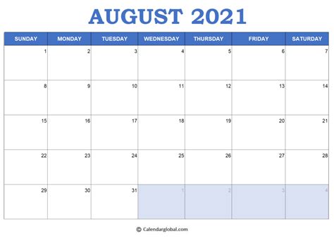 2021 Excel Calendar Templates Free Printable Monthly