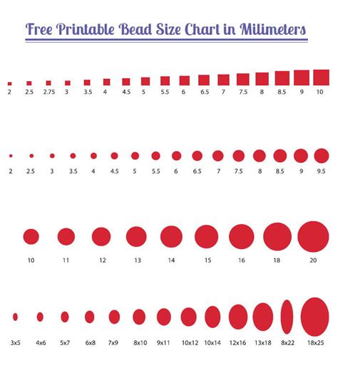 bead size chart allfreejewelrymakingcom