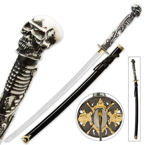 Something Wicked Skull And Bones Fantasy Katana Sword With Scabbard