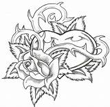 Heart Roses Rose Hearts Drawings Coloring Drawing Pages Printable Cool Pencil Tattoo Flowers Skull Tattoos Getdrawings Flower Sketch Designs Deviantart sketch template