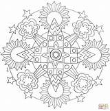 Mandala Coloring Pages Sun Stars Manadala Moon Trees Mandalas Printable Simple Color Print Star sketch template