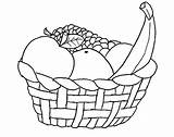 Basket Fruits Coloring Vegetables sketch template