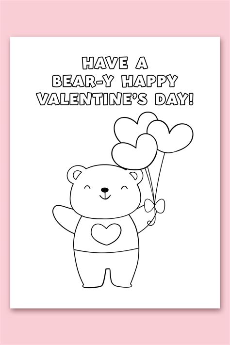 printable coloring valentines day cards  kids