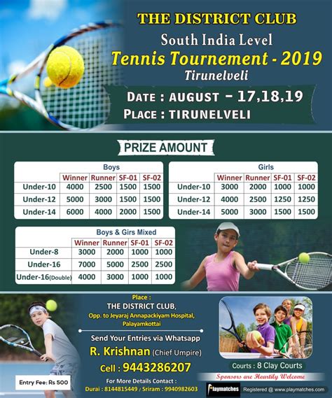 playmatches  district club presents south india level tennis tournament  tournament