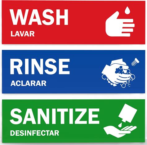 amazoncom wash rinse sanitize sink labels ideal   compartment