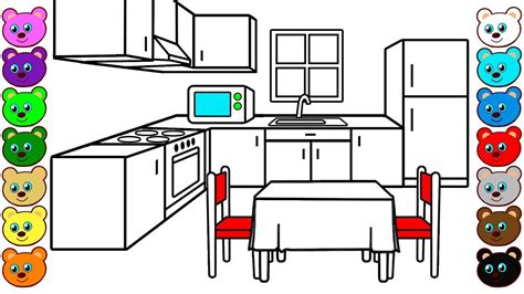 family kitchen coloring pages  children youtube