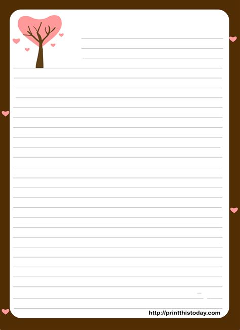 printable love letter pad stationery  printable stationery
