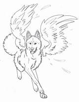 Coloring Wolf Pages Winged Angel Popular sketch template