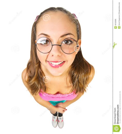 funny schoolgirl with nerd glasses stock image image