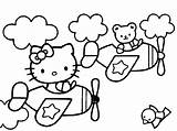 Kitty Hello Coloring Pages Print Flying Hellokitty Para Airplanes Printable Colorear sketch template