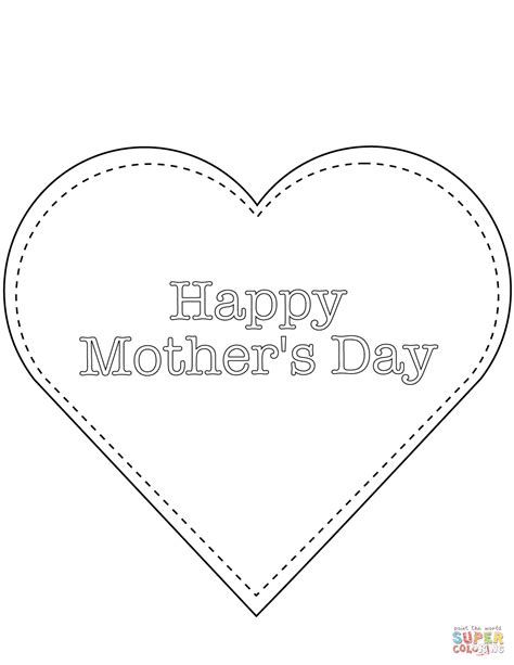 happy mothers day heart coloring page  printable coloring pages