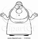 Shrugging Chubby Muslim Careless Clueless Woman Clipart Cartoon Cory Thoman Outlined Coloring Vector 2021 sketch template
