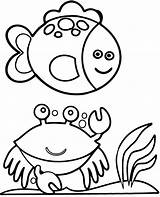 Coloring Crab Fish Worksheet Water Pages Animals Topcoloringpages Print Sea Printable Simple sketch template