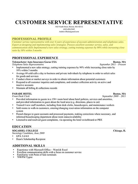 resume professional profile examples   write  resume profile
