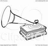 Phonograph Gramophone Illustration Royalty Clipart Vector Regarding Notes sketch template