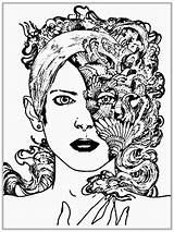 Coloring Pages Faces Women Adult Printable Half Fantastic Realistic Adul sketch template