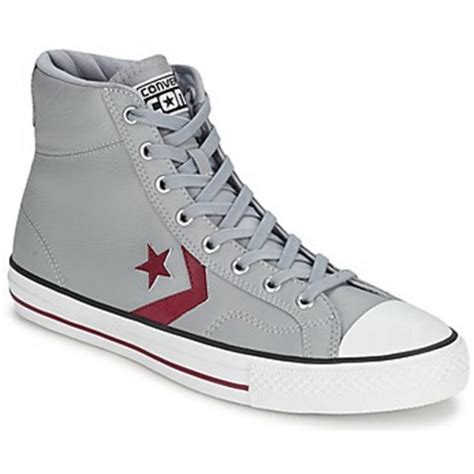 Converse Star Player Leather Hi Grey Bordeaux Men S Shoes M00000656