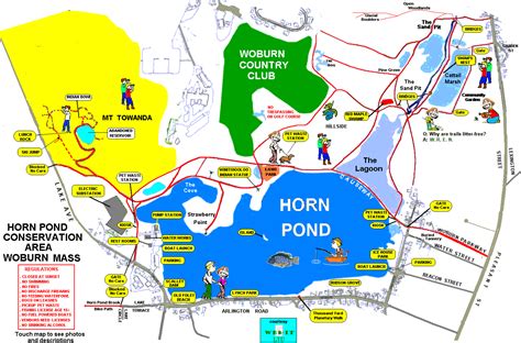 horn pond  woburn    biking  walking  interactive map shows    find
