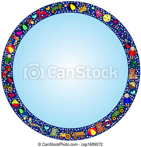 round blue border with toys round blue gradient frame with a darkblue