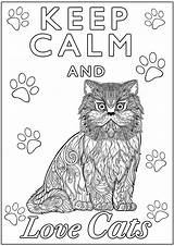 Calm Keep Cats Coloring Cat Pages Cute Fish Adult sketch template
