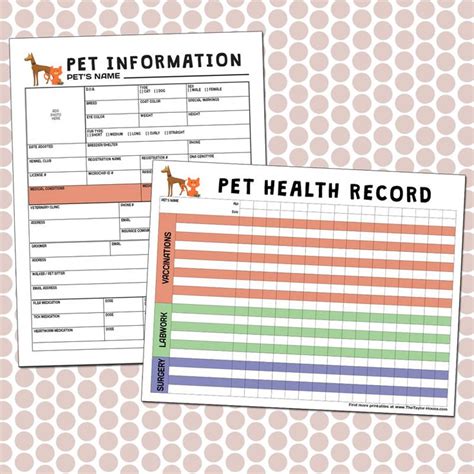 pet information printables perfect   track   pets info