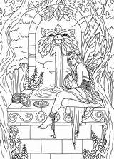 Coloring Pages Fenech Selina Fairy Adult Colouring Fantasy Stress Anti Well Wishing Witch Mythical Elves Dragon Selena Elf Mystical Books sketch template