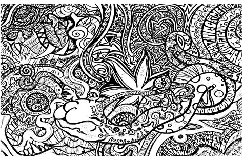 strange creature  wacky objects psychedelic adult coloring pages