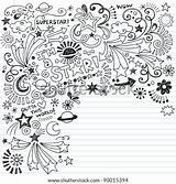 Doodle Doodles School Notebook Hand Drawn Vector Scribble Back Lined Inky Superstar Elements Paper Sketchbook Shutterstock Pic Illustration Stock Music sketch template