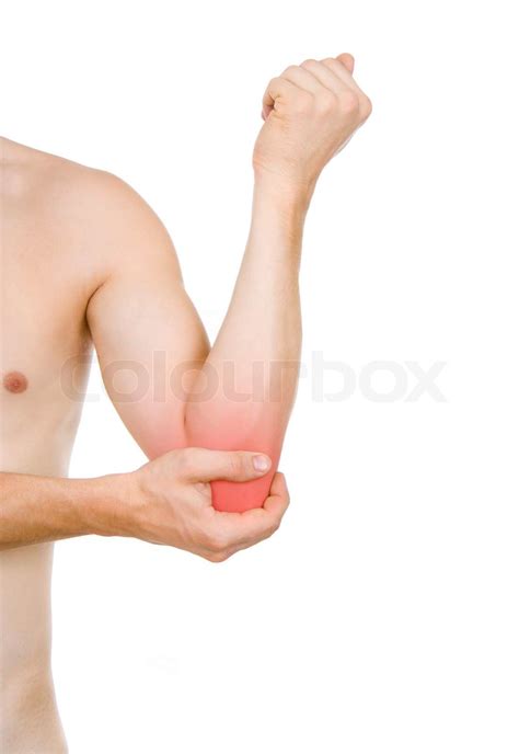 male torso pain  elbow stock image colourbox