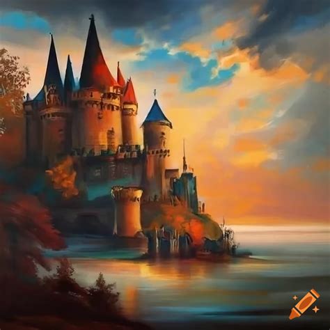 canvas painting   castle  craiyon