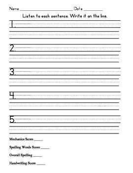 spellingphonics lined writing paper  dictation sentences spelling