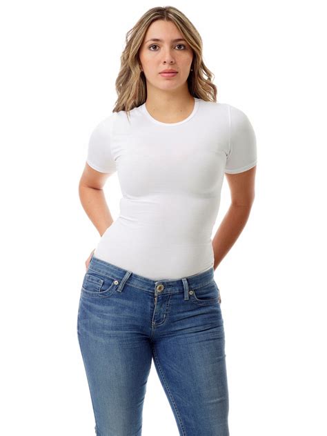 women s ultra light cotton spandex compression crew neck t shirt men