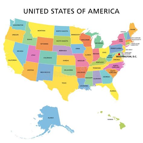 verenigde staten van amerika politieke kaart met meerdere kleuren vector illustratie