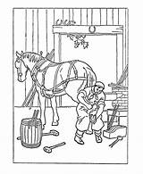 Coloring Pages Colonial Blacksmith Early American Life Kids Printables Horse History Jobs America Trades Sheets Books Farm Pioneer Usa Colouring sketch template