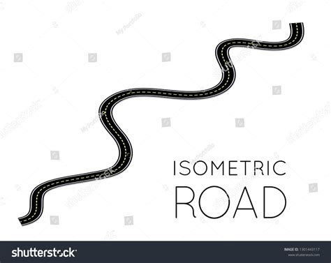 isometric highway curved road markings