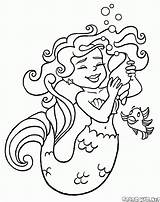 Coloring Sirens Mermaids Conch sketch template