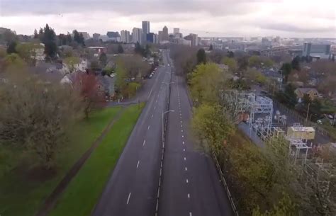 eerie drone video shows empty streets  portland  coronavirus