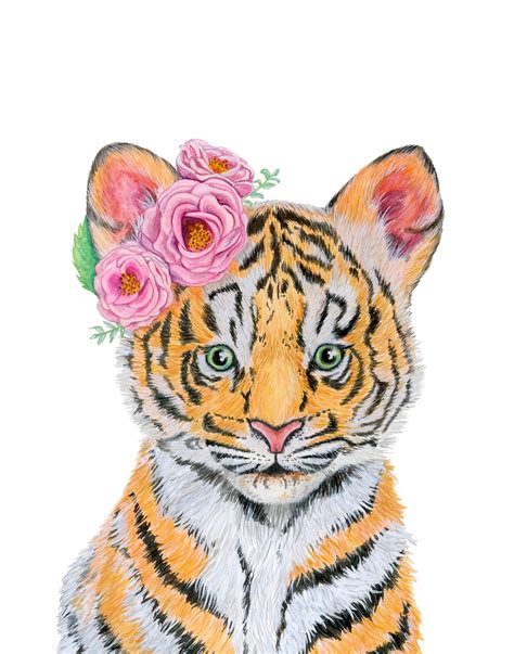 watercolor tiger tiger painting watercolor print art painting cute